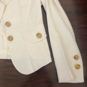 Banana Republic white linen suit pants and blazer